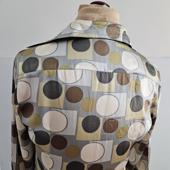 Loro Piana 100% Silk Geometric Print Quiet Luxury 40 Made in Italy Retro Chic - Picture 8 of 15